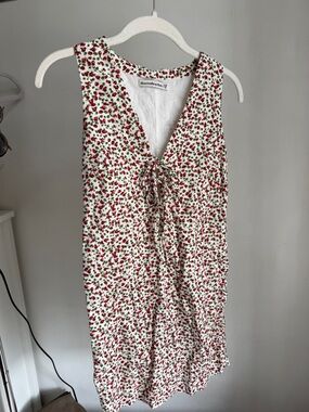 Abercrombie & Fitch White Strawberry-Print Sleeveless Dress